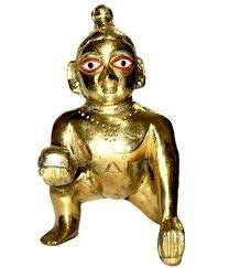 Jaisakshi Brass laddu Gopal ji/kanaiyya ji/balgopal ji/Big Size 18cm / Weight 800grm with Fancy Stone sringaar 5
