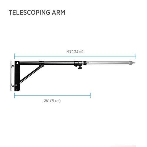 Fovitec Wall Mounting Triangle Boom Arm for Photography Strobe Light, Softbox, Monolight, and Ring Light, 180 Degree Rotation, Max Length 49.75ft/120cm (Matte Black) 6