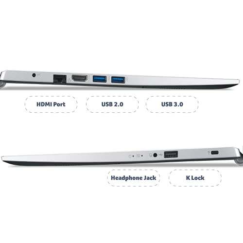 Acer Aspire 3 Intel Core i3 11th Generation 15 inches(39cm) Business Laptop (4 GB/256 GB SSD/Windows 10 Home/UHD Graphics /1.7Kg/Silver) - A315-58 6