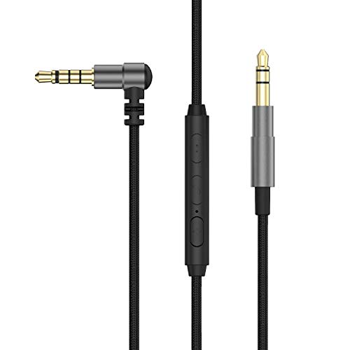 Cubilux Right-Angled 3.5mm to 3.5mm Headphone Replacement Cable with Microphone Compatible with Sony WH-1000XM5/4/3/2 WH-XB910N/900N WH-CH910N/710N MDR-XB950BT/B1/N1, Beats Solo 3/2 Studio 3/2, 4 FT