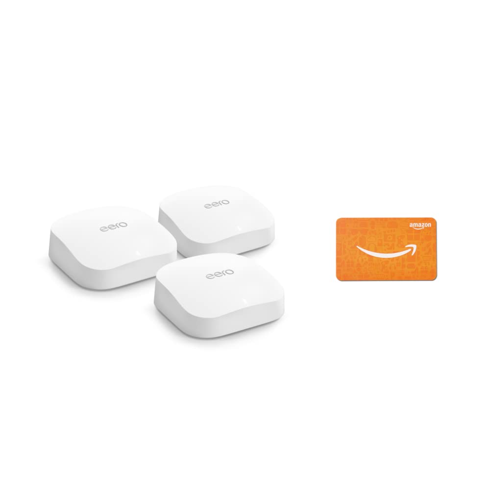 Amazon eero Pro 6E system (3-pack) with $100 Amazon.com Gift Card 1
