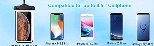 Reinforced Waterproof Case for Smart Phone/Phone Protector, Universal Cell Phone Dry Bag Pouch Outdoor Compatible with iPhone X/Xs/Xr/Xs Max, 8/7/6s Plus, Samsung S10/S9/S8 Plus, S10 e, Up to 6.5" 6