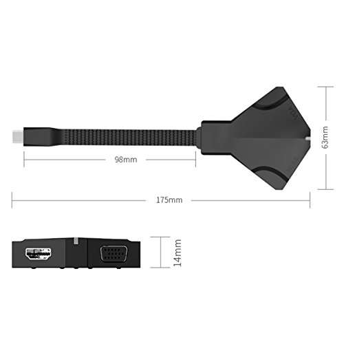 USB Type C to HDMI VGA Adapter, Amalink 4K Mirroring Convertor with 3.5mm Audio Jack 2