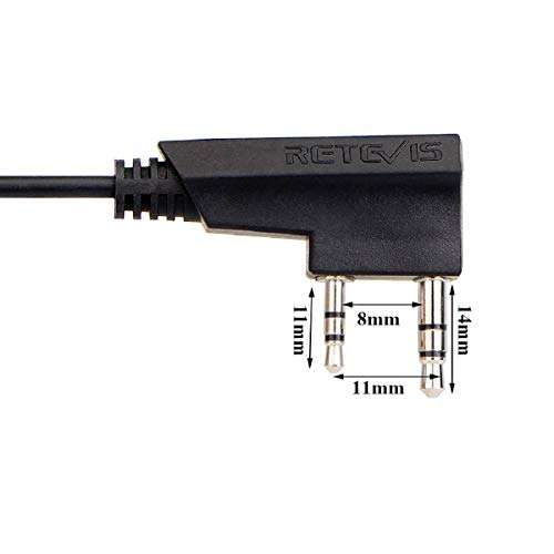 Retevis Earpiece Adapter for Walkie Talkie,2 Pin to 3.5mm Headset Adapter Only Compatible RT22 RT21 RT27 RT7 H-777 H777S RT18 RT19 RT22S(Not Fit for Other Brand) 2 Way Radio (5 Pack) 2
