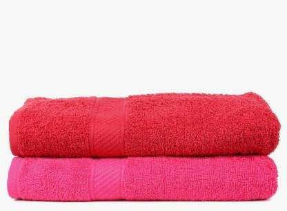 ELSTONE HOME Cotton 350 GSM Bath Towel Set (Pack of 2, Red, Pink) 1
