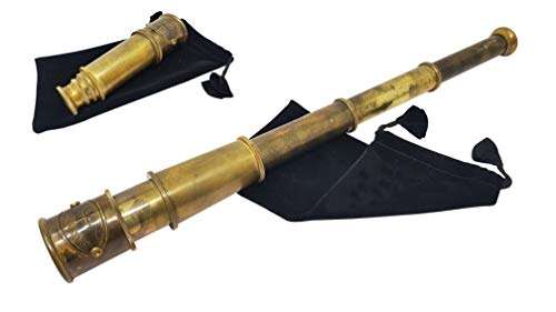 Brass Nautical - Pirate Spy Glass | Spyglass Made of Brass | Glass Optics & High Magnification | Captain's Instrument| Camouflage Finish | 14in Long | 1Pc in Velvet Pouch | Handheld Telescope 1