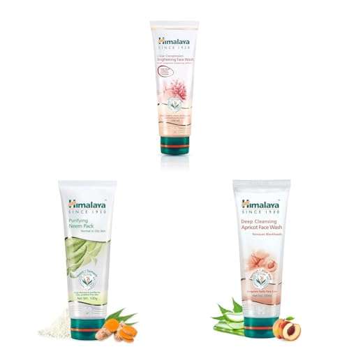 Himalaya Clear Complexion Whitening Face Wash & Himalaya Purifying Neem Pack, 100g & Himalaya Herbal Deep Cleansing Apricot Face Wash, 100ml 1