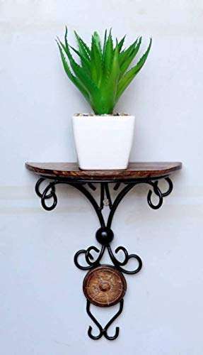 Surprise interiors Wooden and Iron Wall Bracket Shelf for Home Decor