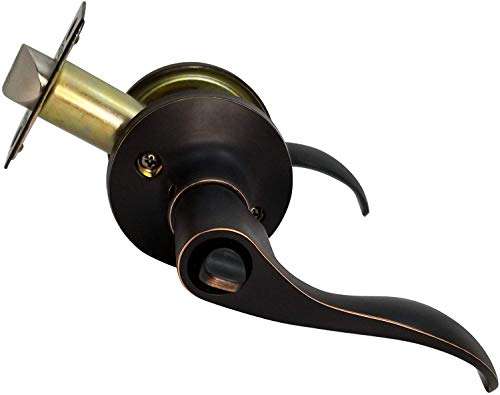 RI-KEY SECURITY Lever Door Lock Entry Keyed Cylinder Wave Handle with Keys Oil-Rub Bronze Finish KW RH 4