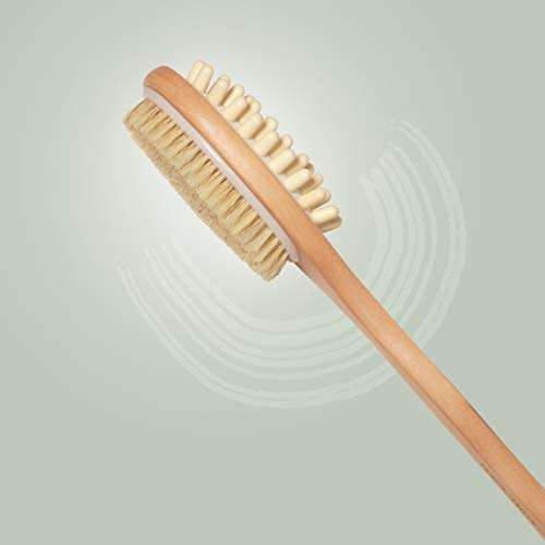 Rustic Rituals Wooden Double-sided Bath Brush With Massager and Long Handle | Dry Brushing Removes Dead Skin, Treats Cellulite & Stimulates Blood Flow 1