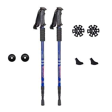 Simxen Trekking Poles Shock Absorbing Adjustable Hiking or Walking Sticks for Hiking Collapsible Strong,2-Pack Lightweight Walking Pole, All Terrain Accessories and Carry Bag (Blue) 1