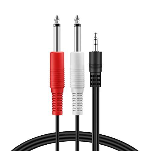 TNP Premium 1/8 to 1/4 Stereo Cable Male to Male 15ft - Dual Y-Connector 1/4 to 1/8 Audio Cable - 3.5mm TRS to Dual 6.35mm TS Cable Compatible with Smartphone, Laptop, Speaker, Amplifier, Audio Mixer 6