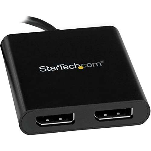 StarTech.com USB-C to Dual DisplayPort 1.2 Adapter, USB Type-C Multi-Monitor MST Hub, Dual 4K 30Hz/1080p 60Hz DP Laptop Display Extender / Splitter, Extra-Long Built-In Cable, Windows (MSTCDP122DP) 6