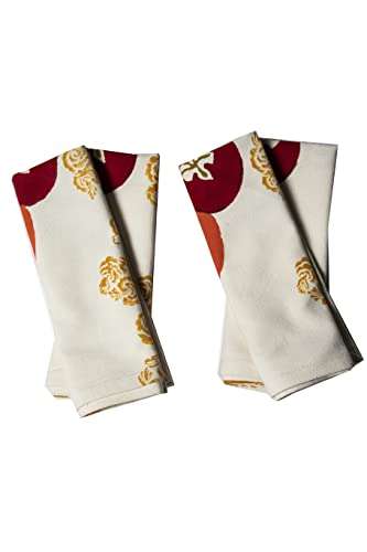 CONTRAST LIVING Rojita Hand Block Printed Kitchen Towel/Dish Towel/Hand Towel Multi Color Set of 3 Pcs 3