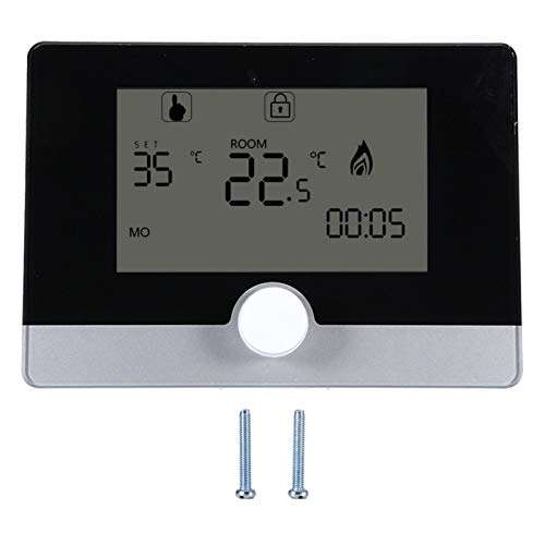 Digital Programmable Temperature Controller Fahrenheit and Centigrade Thermostat for Electric Heating Equipment and Wall-Hung Boiler Heating System(black) 1