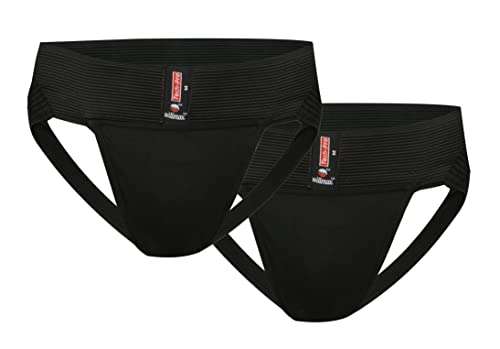 KD Willmax Jockstrap Gym Cotton Supporter Pack 2 Black XXXX Large with Cup Pocket Athletic Fit Fashionable Straps Brief Multi Sport Jockstrap Gym, Fitness & Outdoor Inner Wear Soft Underpants 1