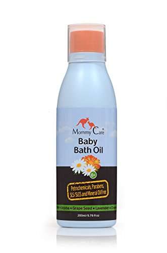 Mommy Care Organic Baby Bath Oil Pure Natural Essential Oils, Calming, Hydrating, Newborn Bathing Oil to Restore your baby’s natural skin moisture. Great for irritated or dry skin. 6.76 oz 2