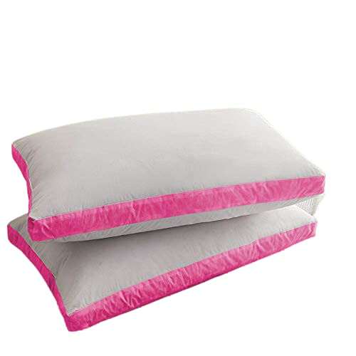 Angel Mommy Pregents Hypoallergenic Gusseted Pillow - Side Back Sleepers Set of 2, Standard (17'x27'Inch), Dark Pink-White 1
