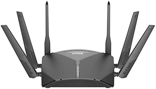D-Link DIR-3060 WiFi Router AC3000 Mesh Smart Internet Network Compatible with Alexa & Google Assistant, MU-MIMO Tri Band Gigabit Gaming Mesh, Black 1