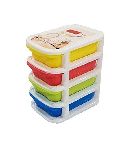 Nabhya Plastic 4 Tier Drawer Medium Size Chester Storage Organizer Cabinet (Multicolour, Size - 20 cm, 16 cm, 30 cm) 1