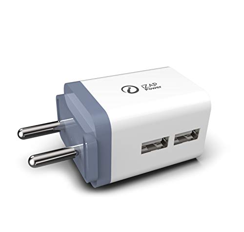 iZAP Power 2.4 Amp Dual Port Charger Adapter | Fast Charging | CH-203 with 1m Charging Wire | 1 Year Warranty
