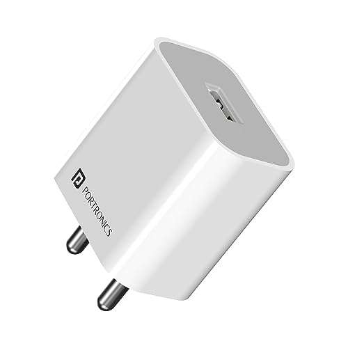 Portronics Adapto 12 2.4A 12W Fast Wall Charger for iPhone 11/Xs/XS Max/XR/X/8/7/6/Plus, iPad Pro/Air 2/Mini 3/Mini 4, Samsung S4/S5, and More(White) 1