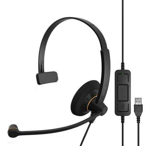 EPOS Sennheiser SC 30 USB ML (504546) - Single-Sided Business Headset | For Skype for Business | with HD Sound, Noise-Cancelling Microphone, & USB Connector (Black) 1