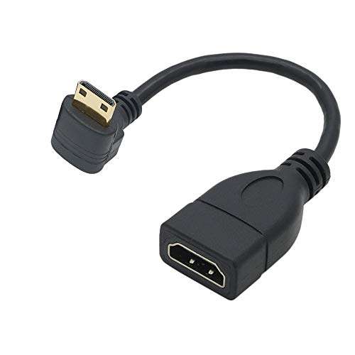 Tivid 15CM Mini hdmi 90 Degree Adapter Mini hdmi Right Angle Male to HDMI Female Cable Adapter Connector Support 1080P Full HD, 3D (0.15m, Downward Angle). 1