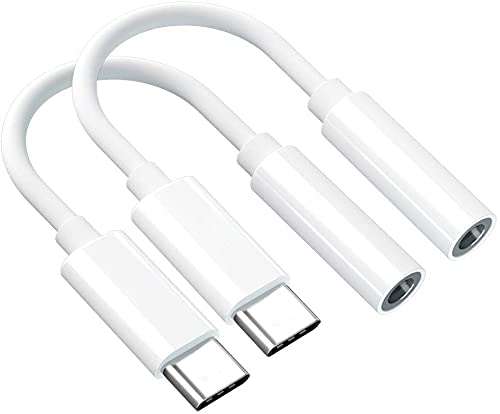 (Pack 2) Type-C to 3.5 MM Jack for vivo iQOO Neo 6 Type-C to 3.5 MM Audio Jack Adapter Converter for CDLA Type, Earphone Hands-Free Noise Cancelling Connector Splitter (Jeck, 1C-AA, White) 1