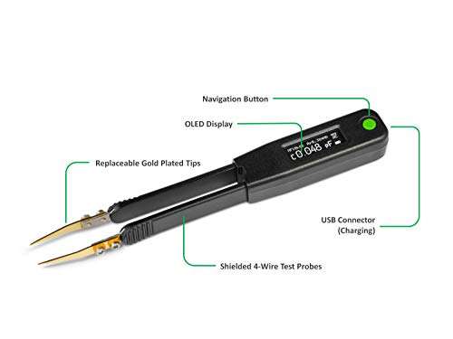 LCR Research Elite2-10KHz LCR Meter with 0.2% Accuracy/ESR Meter/Smart SMD Tweezers/with Spare Test Tips 3
