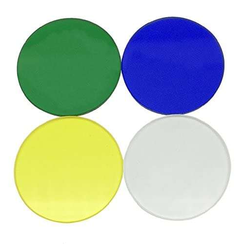 Ubersweet® Biological Microscope Optical Color Filter 32 Diameter Green Blue Yellow Frosted Glass White 4 Pieces/Lot 1