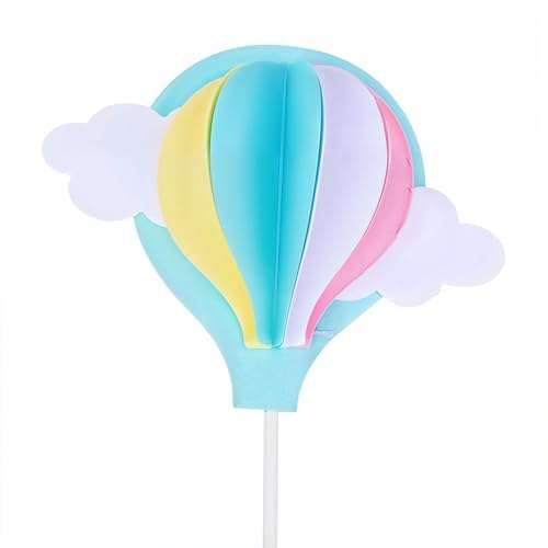 Riverbyland Paper Cake Topper For Kids Party Favors Hot Air Balloon Pack of 8 3