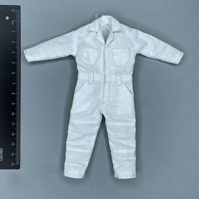 1/12 Scale Male Clothes,Male Jumpsuit Bodysuit Jacket Coat Pants Trousers Outfit Clothing for 6inch Muscular VTOYS GWToys Action Figure Body (White Bodysuit) 3