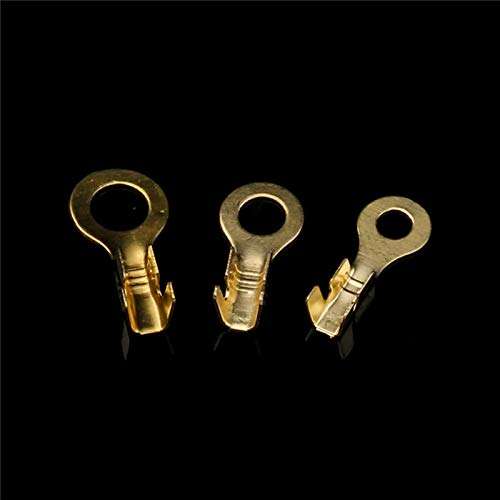 Davitu YT Non-insulated Ring Cable Lugs 150pcs Assorted Ring Eyes 3.2-10.2mm Wire Cable Connectors Brass Terminals Assortment Kit 5