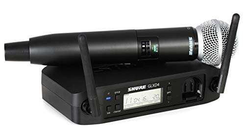 Shure GLXD24/SM58 Microphone System with GLXD4 Receiver and GLXD2 Handheld Transmitter with SM58 Vocal Mic Capsule