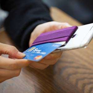 Sinjimoru Cell Phone Grip with Card Holder, Slim Wallet with Elastic Strap. Sinji Pouch Band Purple 2