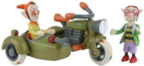 Make Way for Noddy Sly & GOBO with Motorcycle 3 inch Action Figure with 6 inch Car with Retro Toytown Display - Collectible for 90s Kids - Ultra Rare & Discontinued 1
