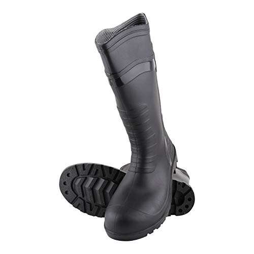 SCORTA-Safety Gumboot Step Up 13 Inch Double density without steel toe. Various Chemicals and Oil/Acid resistant, water proof, Anti-Slip. SOFT TOE CAP providing safety : SOLDIER (10, BLACK) 6