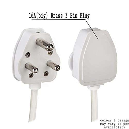 Veyron Electric Extension Board - Two 6/16A Socket and Two 16A (15A) Indicator Switch, 5 Meter Long 1.5 Sq mm 3 Core Heavy Duty Wire Cable Cord with 16 Amp (15 Amp) 3 Pin Plug (5 Meter) 4