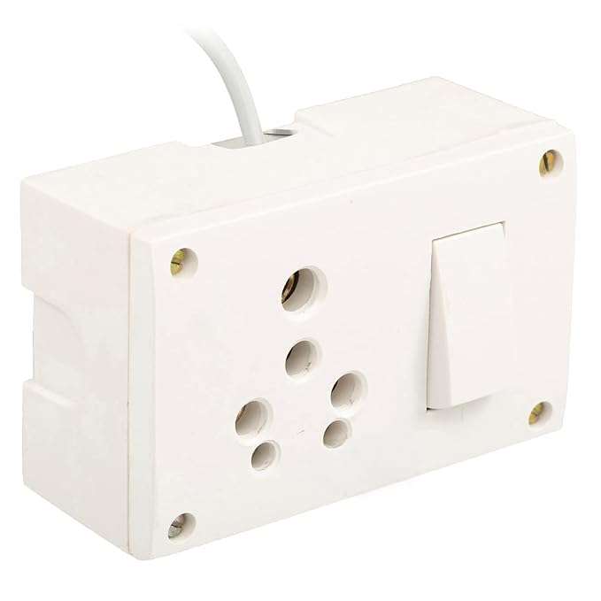 Bigpalycoan Electric Extension Board 16A with Switch and Heavy Duty 5 Meter Cord – Single Socket Power Extension for Geyser, AC, Fridge, Cooler, Washing Machine, Home & Office Use (White) 1