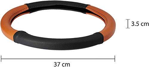 Auto Oprema Leatherette Car Steering Wheel Cover (Black,Tan) for Mercedes Benz E280 Cdi 4