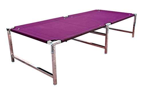 Gitesh Cloth and Stainless Steel Frame Folding Bed Cot for Camping Picnic Home and Outdoor for Seating with Sleeping(Set of 1 pcs) 1