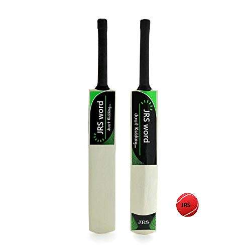 JRS Word Cricket Cricket Bat with Free Ball for Boys Size 3 & Kids (Sticker multibrands) 7-8 Year Unisex 1