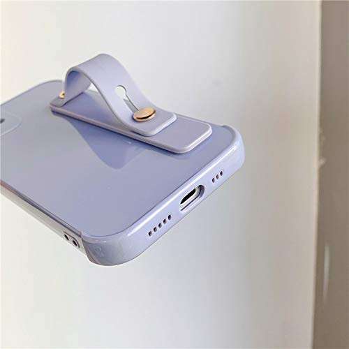 siduater Strap Holder Case for 6.1" iPhone 12 with Convertible Stand, Soft TPU Back Cover Adjustable Finger Grip Loop for iPhone 12 (2020), Lavender Gray 6