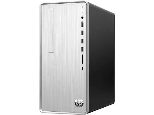 HP Pavilion Desktop, AMD Ryzen 5 5600G, 12GB RAM, 1TB HDD, 256GB SSD, Windows 11 Pro, HDMI, Wi-Fi 5, Bluetooth, USB Ports, Natural Silver, PCM 3