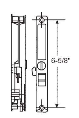Sliding Glass Door Handle Set, Non-Keyed, Flush Mount, With Nite Lock, "C" Cam, and Keeper, White, 6-5/8" Screw Holes