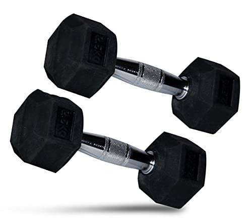 Hamis Dumbbells , Black Hex Dumbbell Set , 1 Pair of 10 Kg Dumbbells Set ( 10Kg x 2 =20Kg )