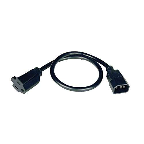 Tripp Lite Standard Computer Power Cord 12A, 16AWG (IEC-320-C14 to NEMA 5-15R) 2-ft.(P002-002) , Black 1
