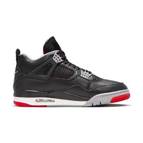 NIKE Jordan 4 Retro Grade School Black/Fire Red-Cement Grey FQ8213-006 7Y 4