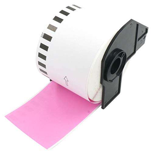BETCKEY - Continuous Length Labels Replacement for Brother DK-2205 (2.4 in x 100 ft), Compatible with Brother QL Label Printers [1 Rolls/Continuous Labels, Pink] 1